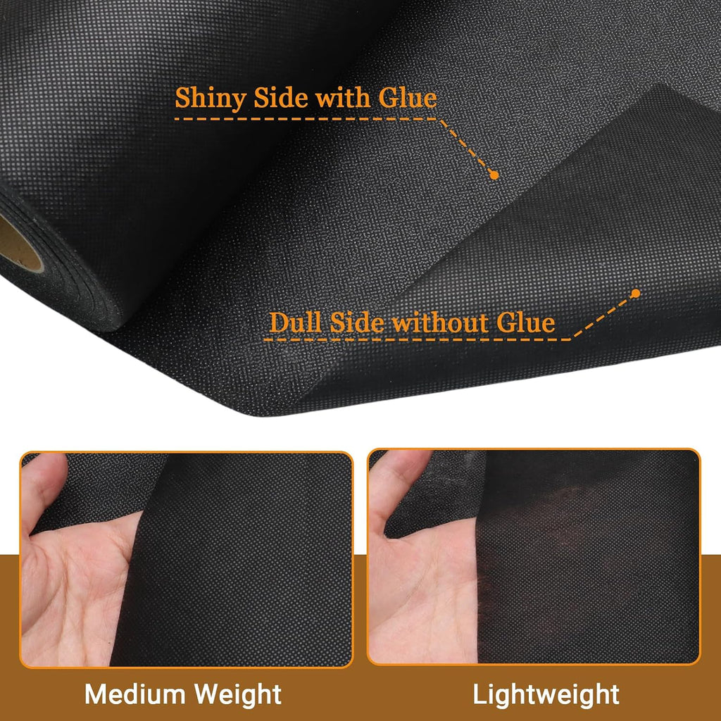 Qjaiune Medium Weight Fusible Interfacing, 11.8 Inch x 30 Yards, Black