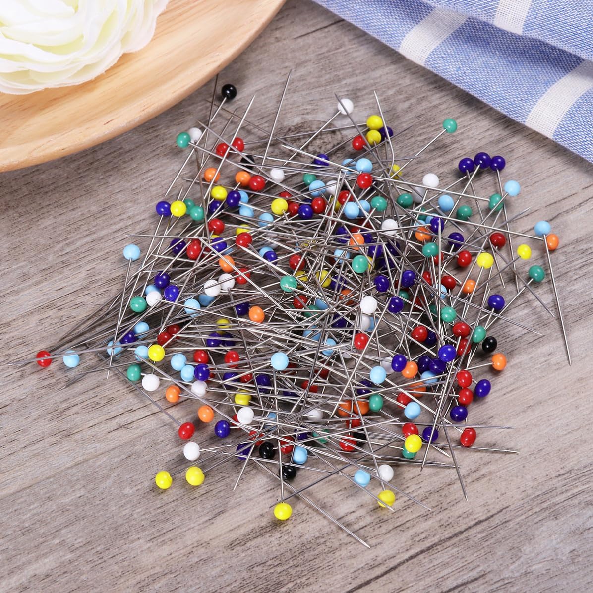 100pcs Glass Head Sewing Pins, 34mm Steel 4mm Heads for Quilters