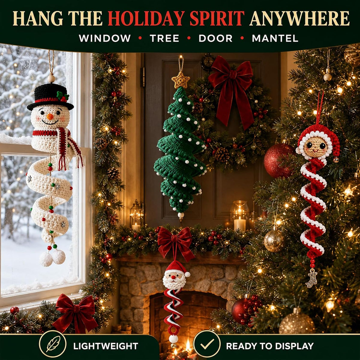 Crochet Snowman Spiral Ornament DIY Kit, Christmas Decoration