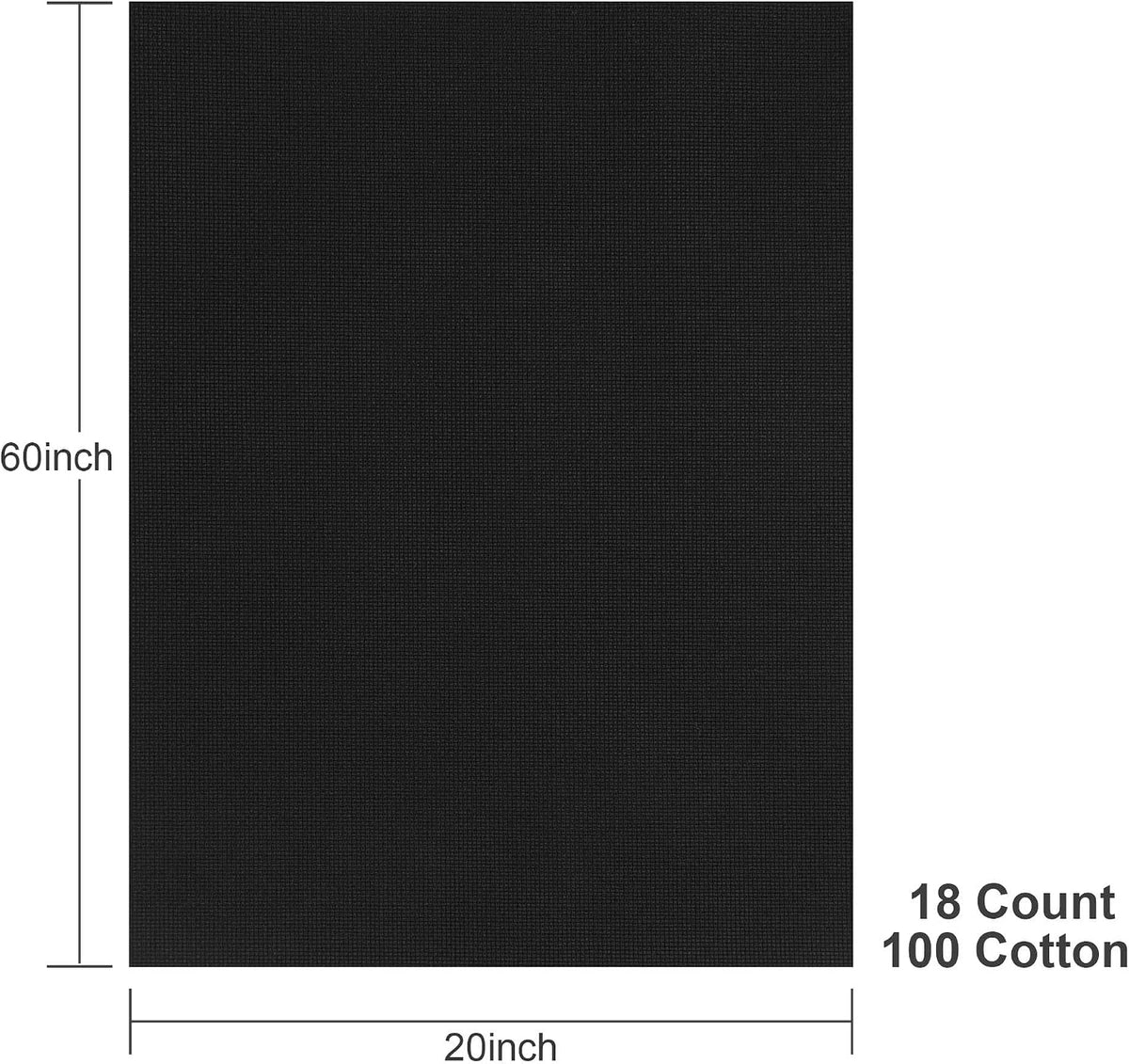 Aida Cloth 18 Count Cross Stitch Fabric,20×60inch (18CT,Black)