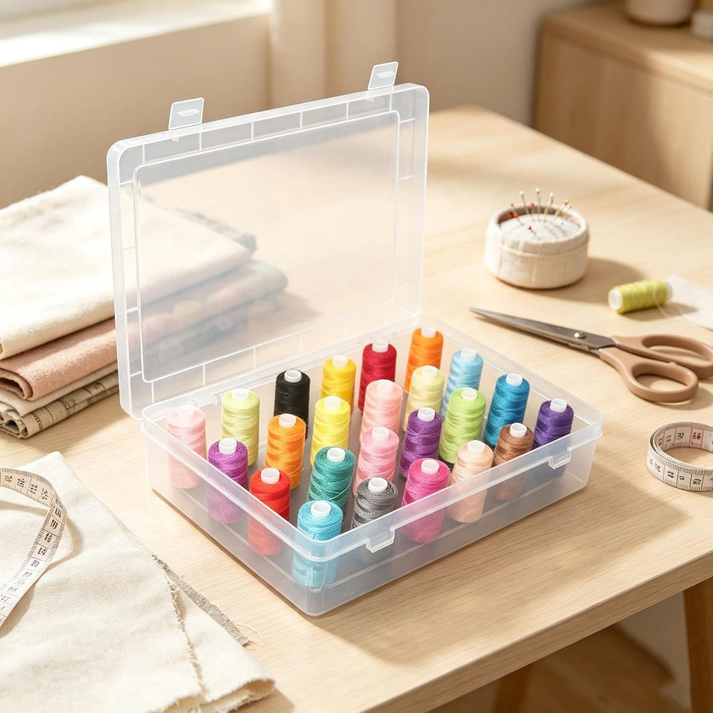 2 Pack Clear 24 Spools Thread Organizer Box, Transparent Sewing