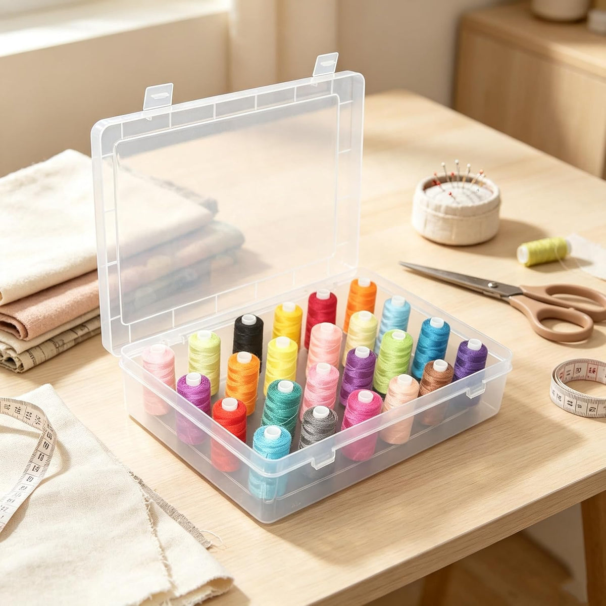 2 Pack Clear 24 Spools Thread Organizer Box, Transparent Sewing