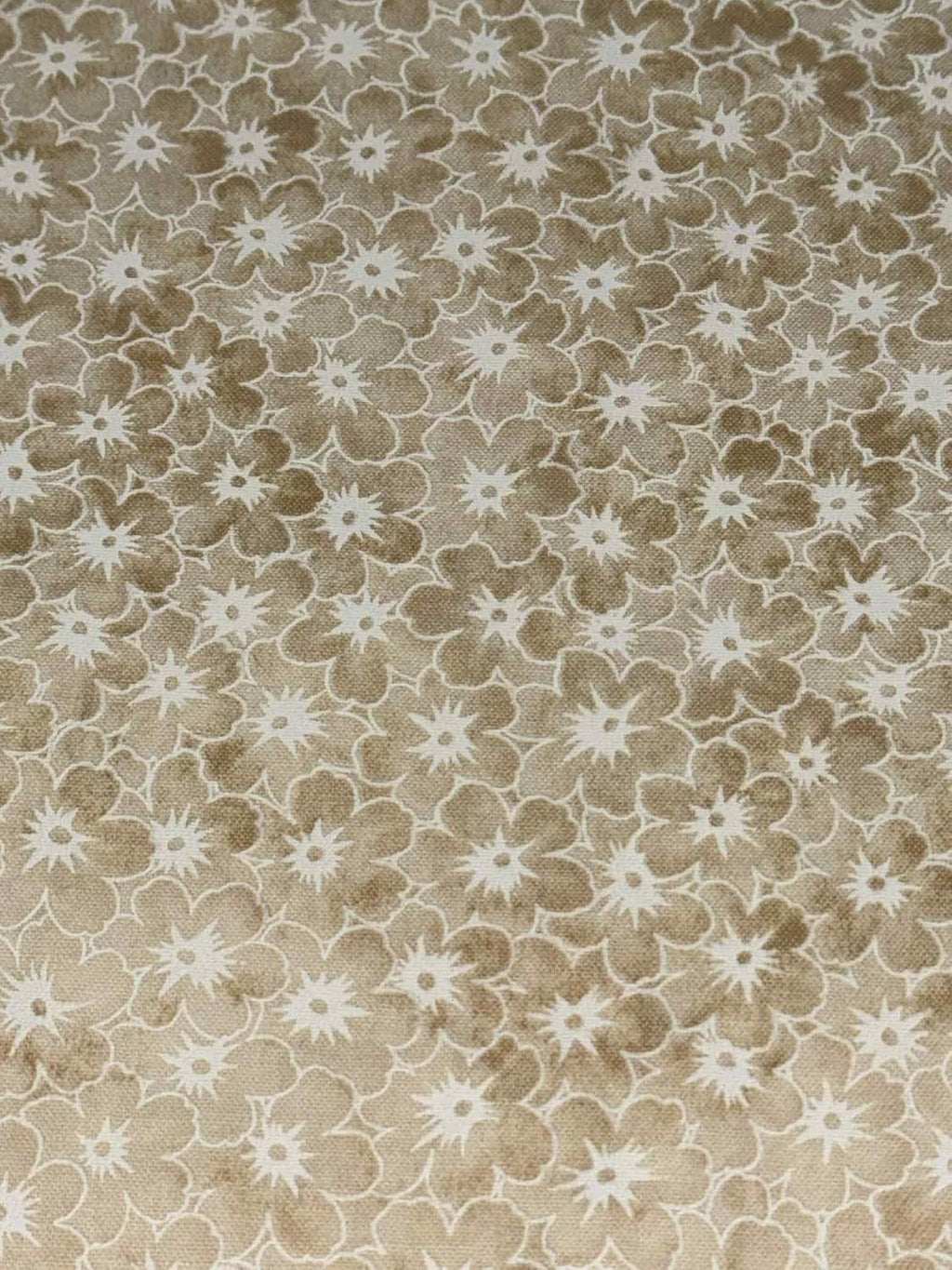 Khaki Floral Cotton Fabric – 1 Yard Precut, 100% Cotton Neutral Floral