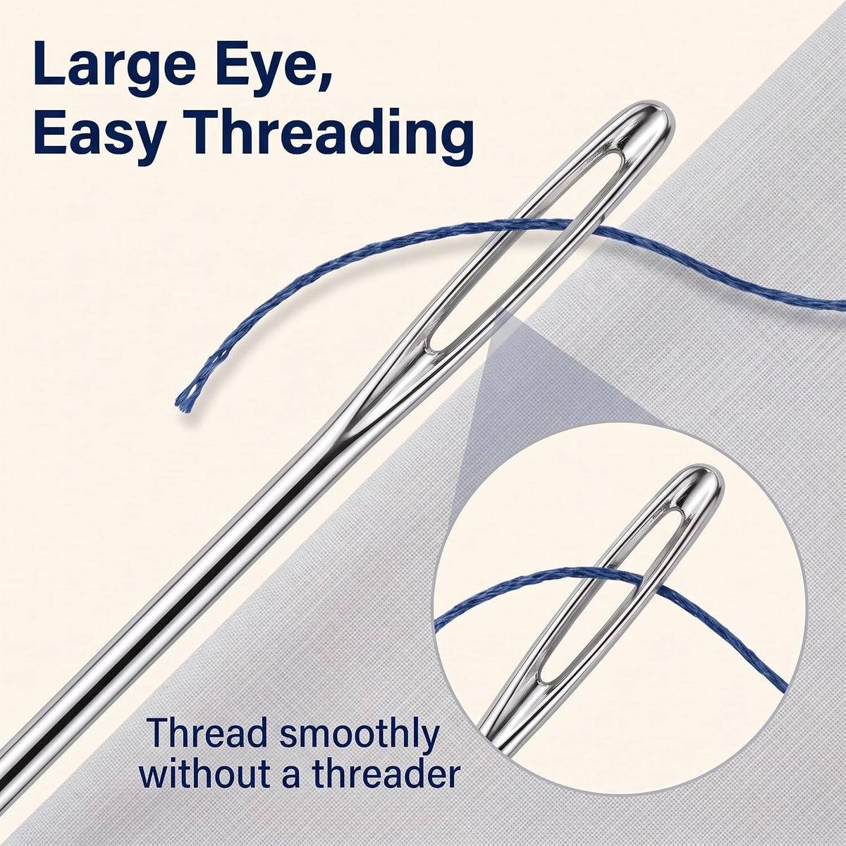 30 Pcs Stainless Steel Large Eye Sewing Needles, Sewing Sharp Needles