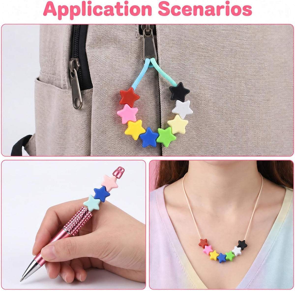 Xinjoduz 50 PCS Star Heart Knitting Needle Stoppers Fit 3mm-9mm