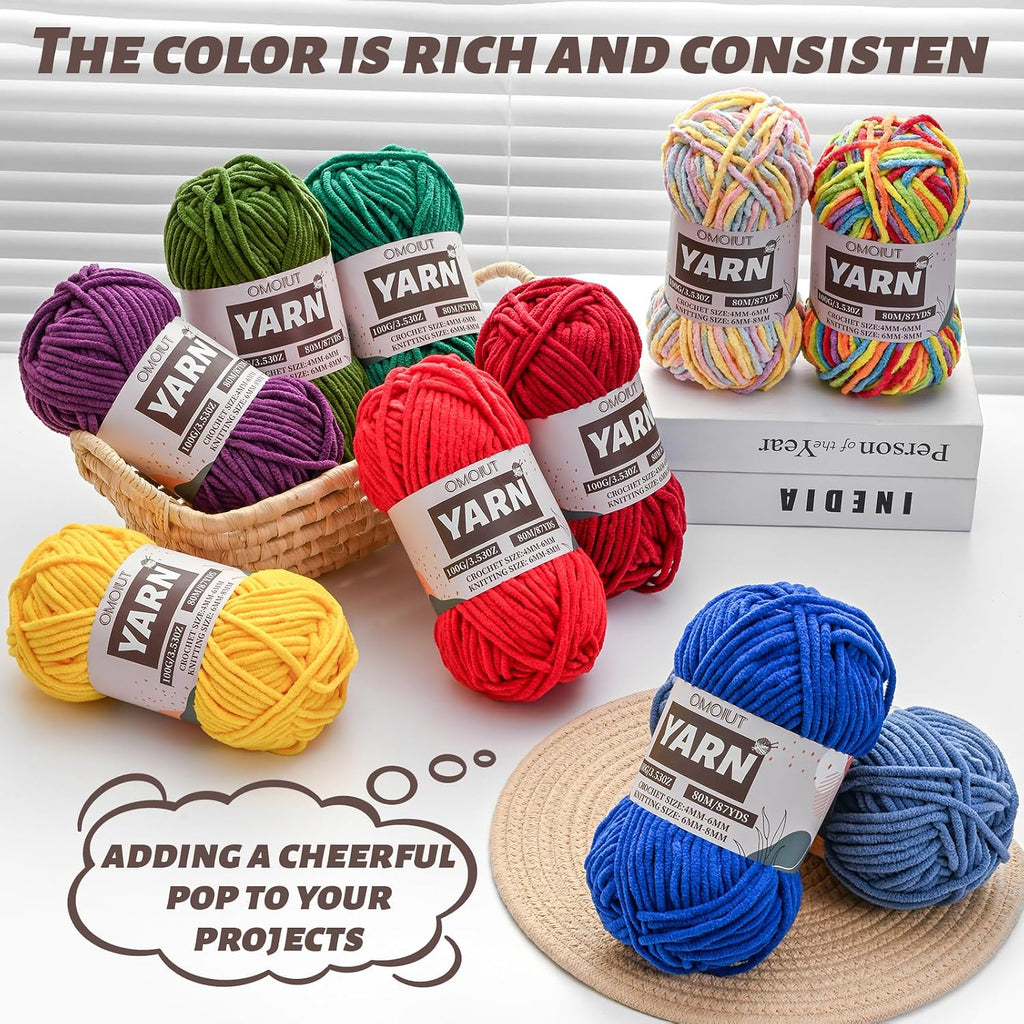 Fluffy Chenille Yarn for Crocheting - Baby Yarn for Crocheting Soft