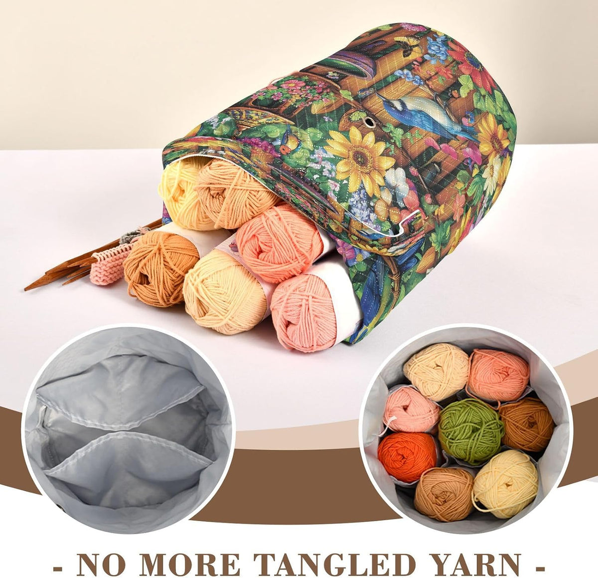 Butterfly Flowers Birdbath Garden Crochet Kit Bag Organizer Yarn