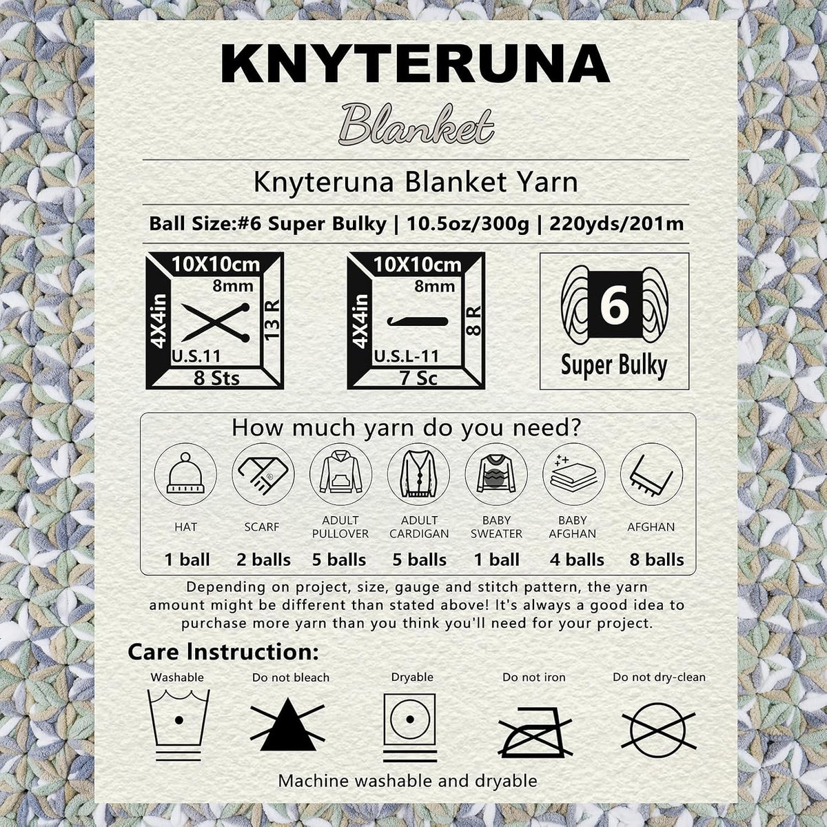 #6 Super Bulky Blanket Yarn for Crocheting - 4 Skeins