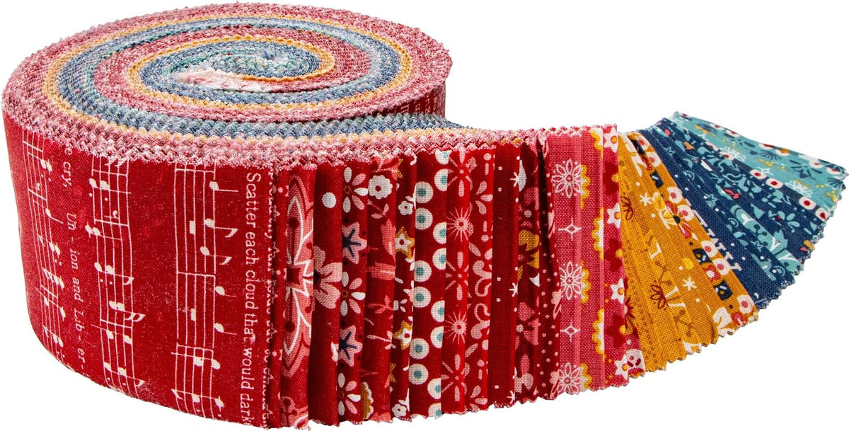 Lori Holt Americana Rolie Polie 40 2.5-inch Strips Jelly Roll Riley