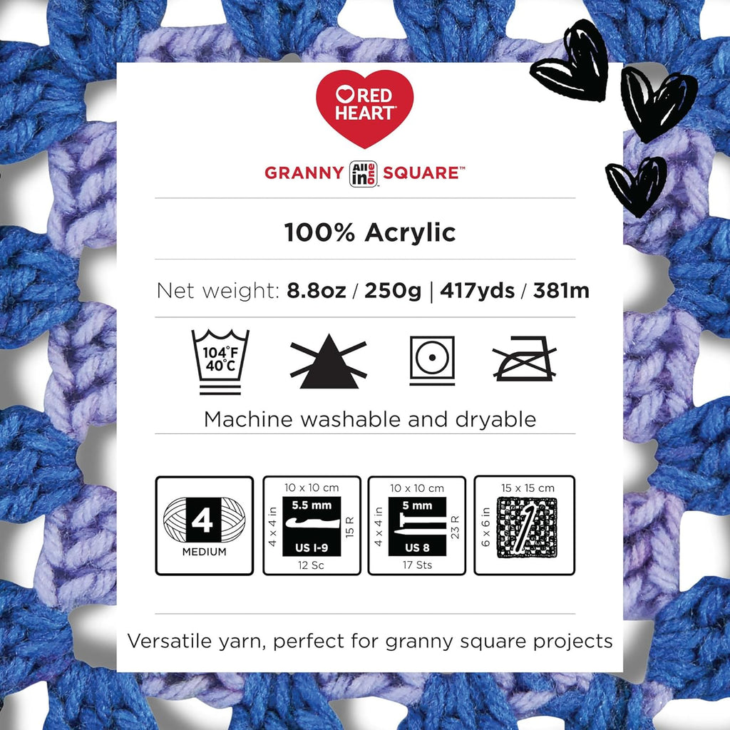 Red Heart Granny Square Crochet Yarn, Aran-Lily Pad, 3-Pack