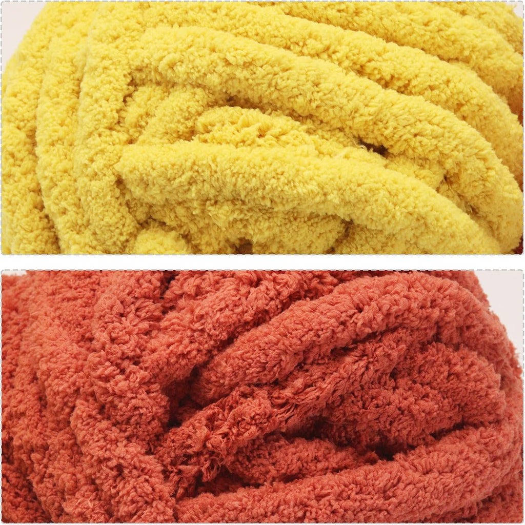 SUNTQ 8 Pack Assorted Chunky Yarn - Bulky Thick Chenille Fluffy Yarn