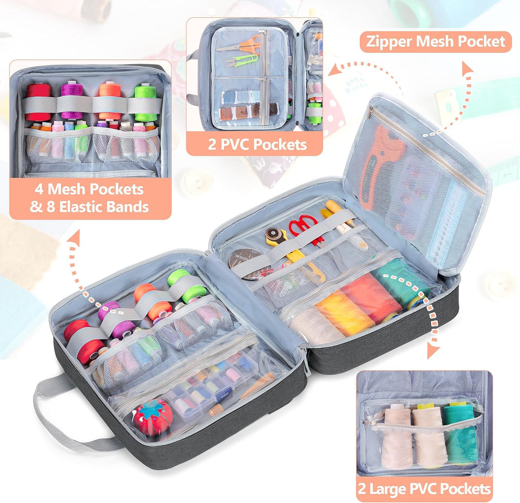 LUXJA Sewing Storage Organizer with Folio Open Design, Gray