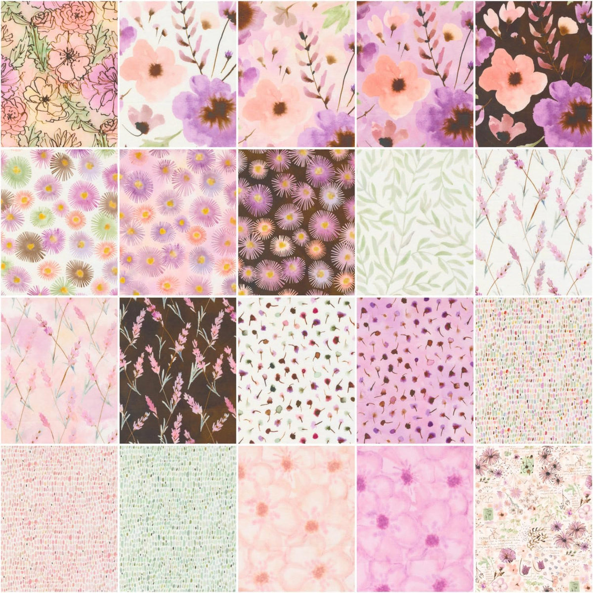 Blooming Lovely Charm Pack by Janet Clare 5-inch Precut Fabric Squares