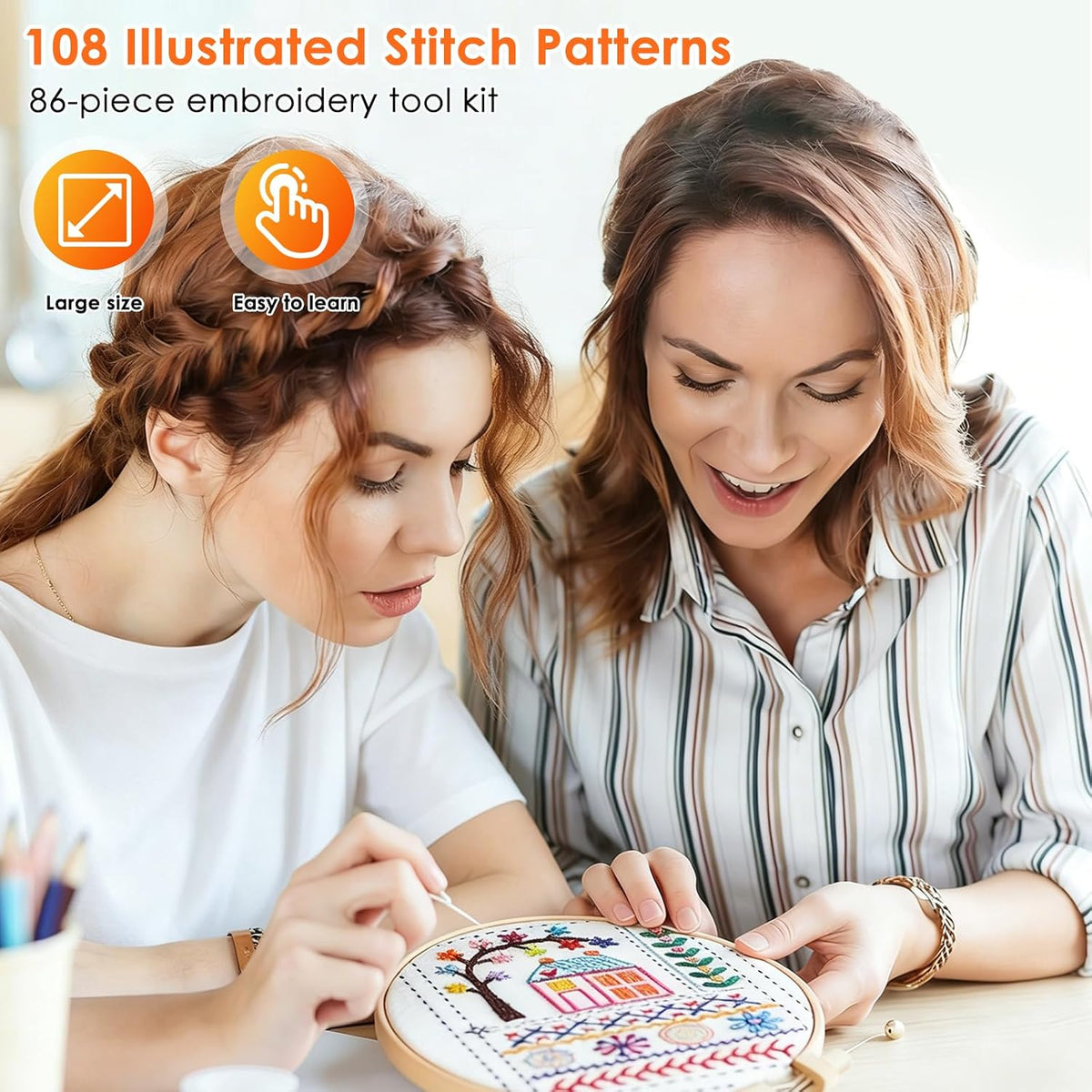 Oeedsns New DIY Embroidery Stitch Book Kit, Illustrated Guide to 106