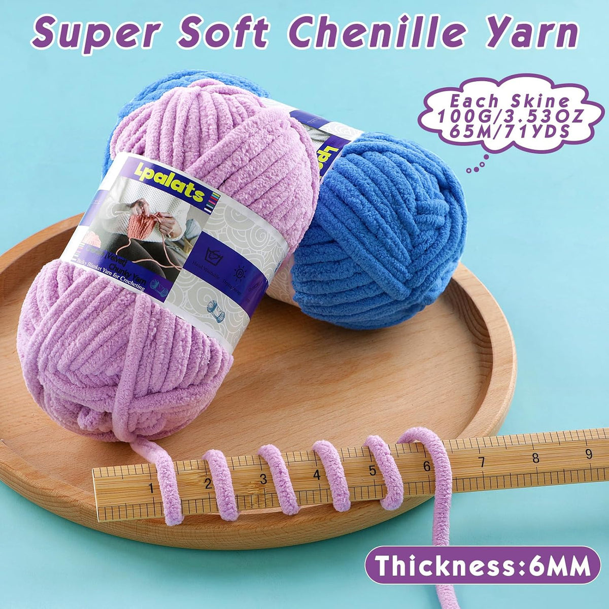 #6 Super Bulky Blanket Red Yarn - Chunky Chenille Yarn for Crocheting