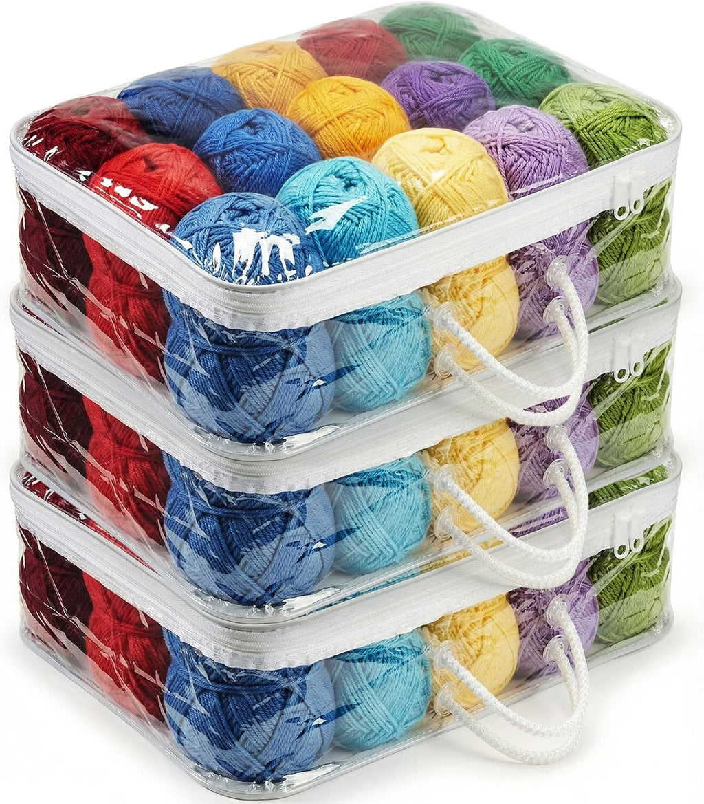 Shinylin 3 Pack Clear Yarn Storage Bags Bulk, Yarn Organizers, White