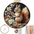 FONNUY Funny Squirrel Floral Embroidery Kit, Cross Stitch Kits for