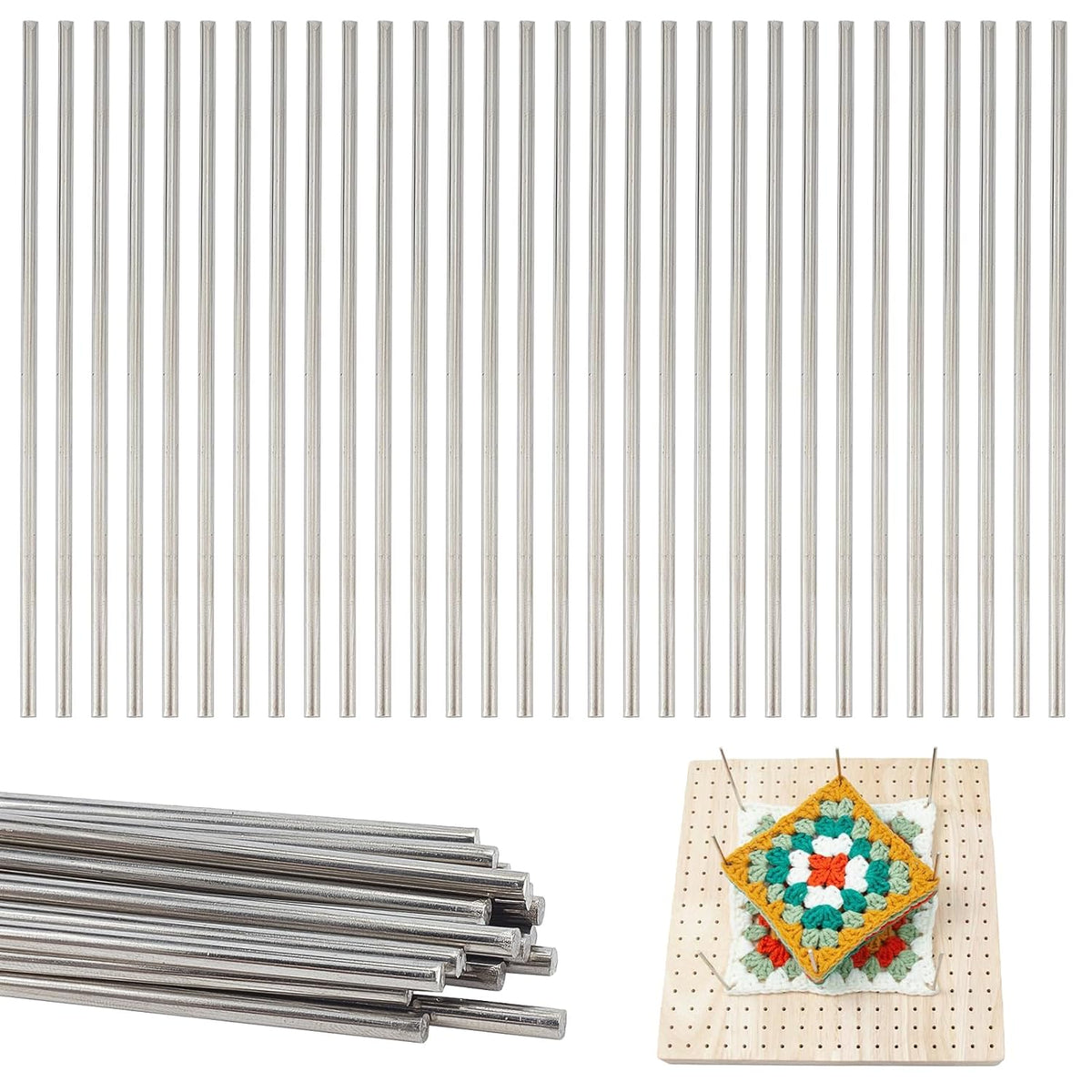 NICENEEDED 30 Pcs Blocking Board Pins, Stainless Steel Rods for