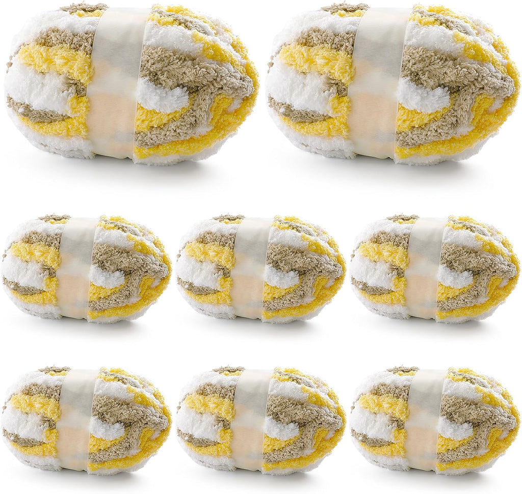 8 Pcs Chunky Yarn for Hand Knitting - Chunky Chenille Yarn for