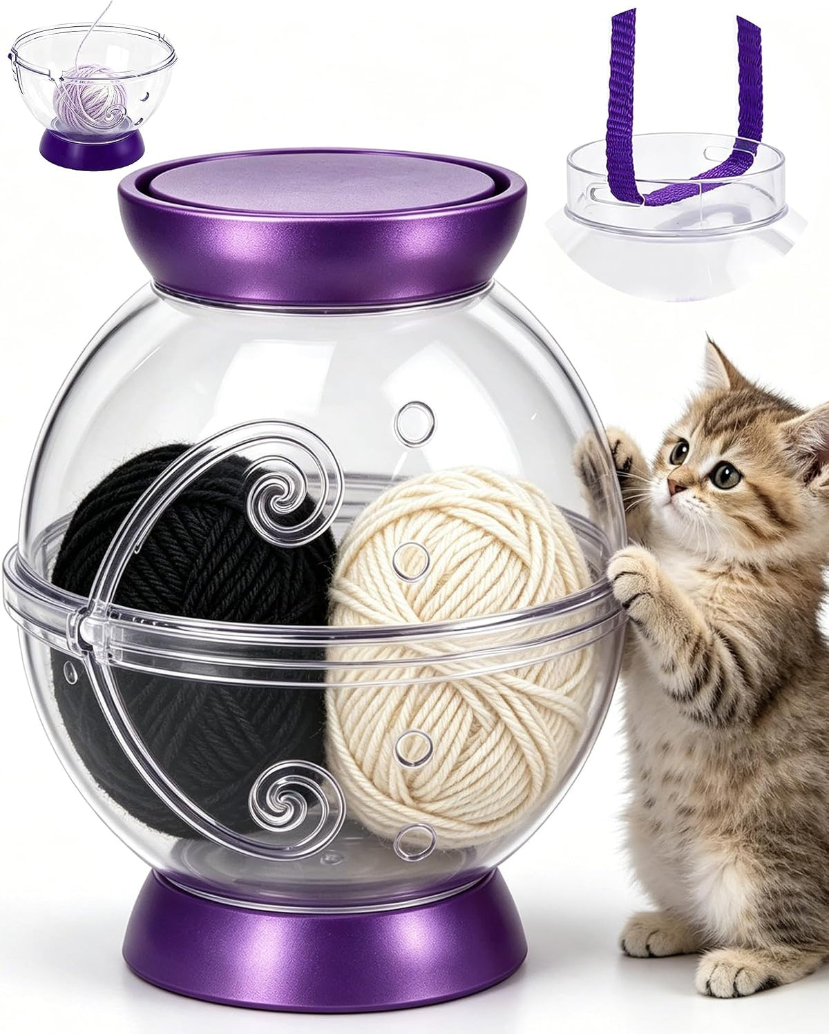 Portable Yarn Holder, Travel Yarn Holder(2 in 1 Yarn Bowl)