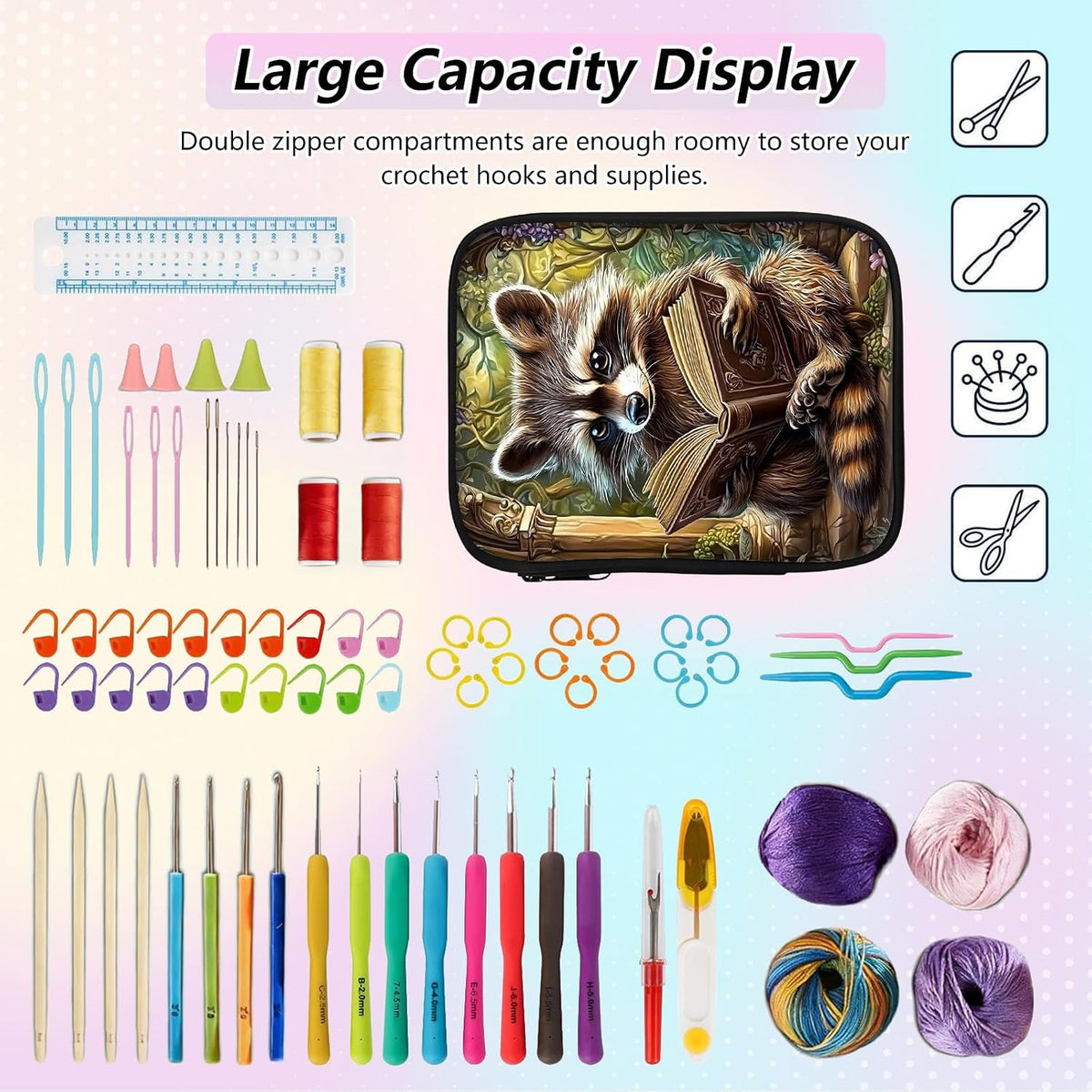 Crochet Hook Case Empty, Double Layer Zipper Knitting Needle Holder