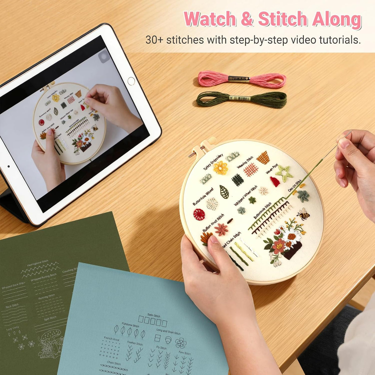 ZenHues Embroidery Kit for Beginners Adults with Level 0 Practice