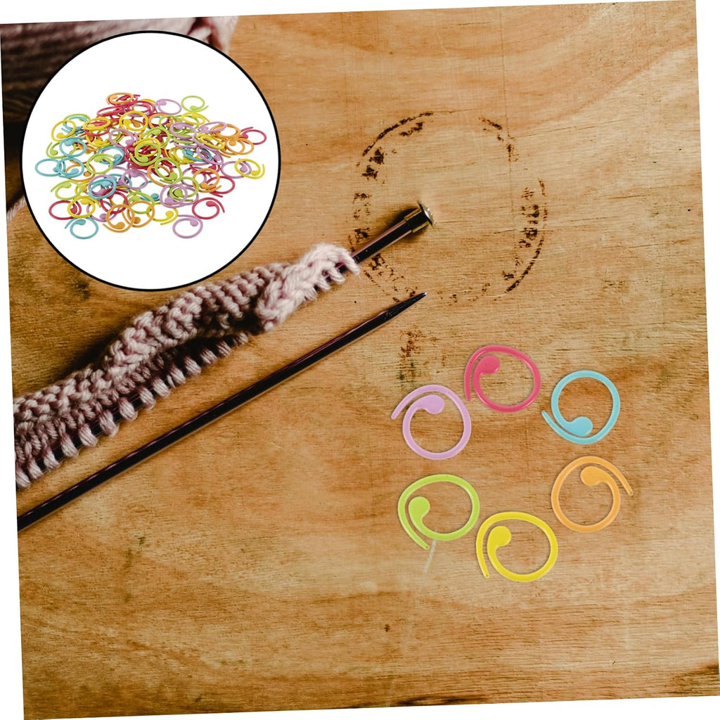 Spiral Metal Stitch Markers for Knitting Crochet Yarn, 100 Pack