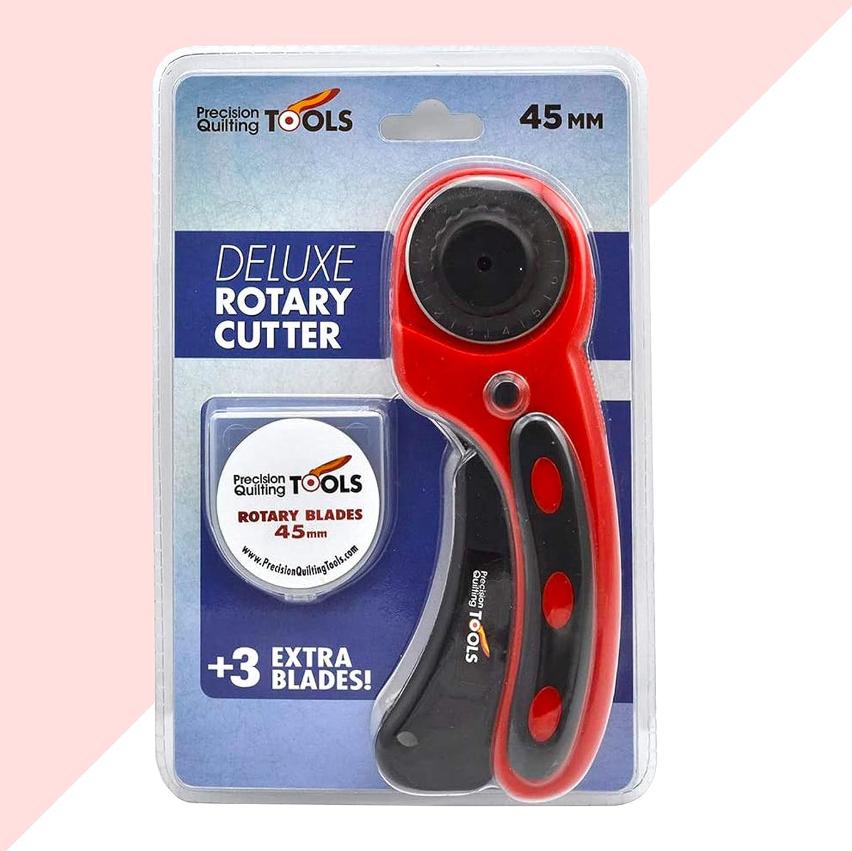 Precision Quilting Tools 45mm Deluxe Rotary Cutter with 3 Extra Blades