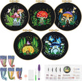 ERKOON 5 Sets Embroidery Kit for Beginners Adult Mushroom Cross Stitch
