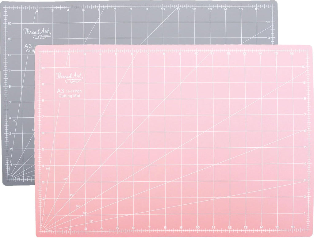 Threadart Pink/Grey 17x11 Self Healing Rotary Cutting Mat - A3 5-Ply