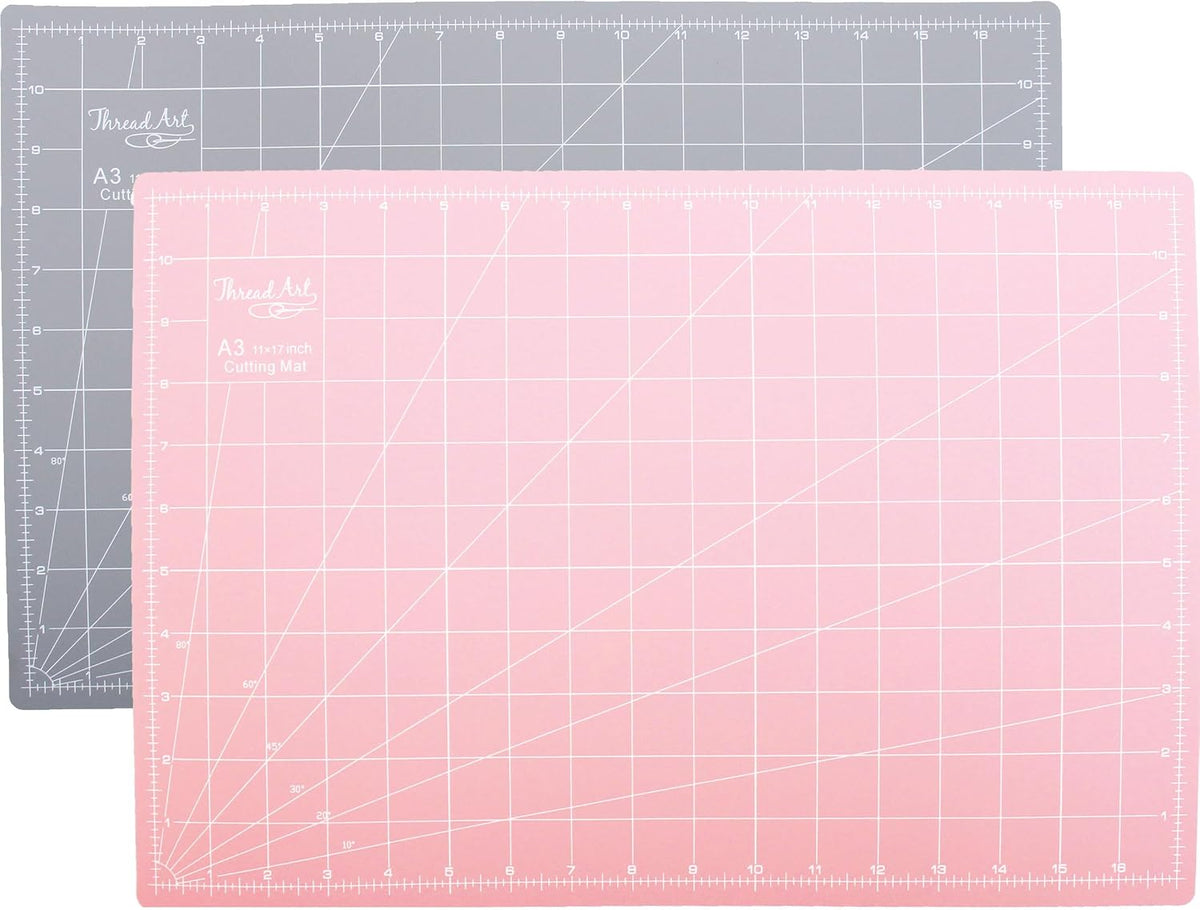 Threadart Pink/Grey 17x11 Self Healing Rotary Cutting Mat - A3 5-Ply