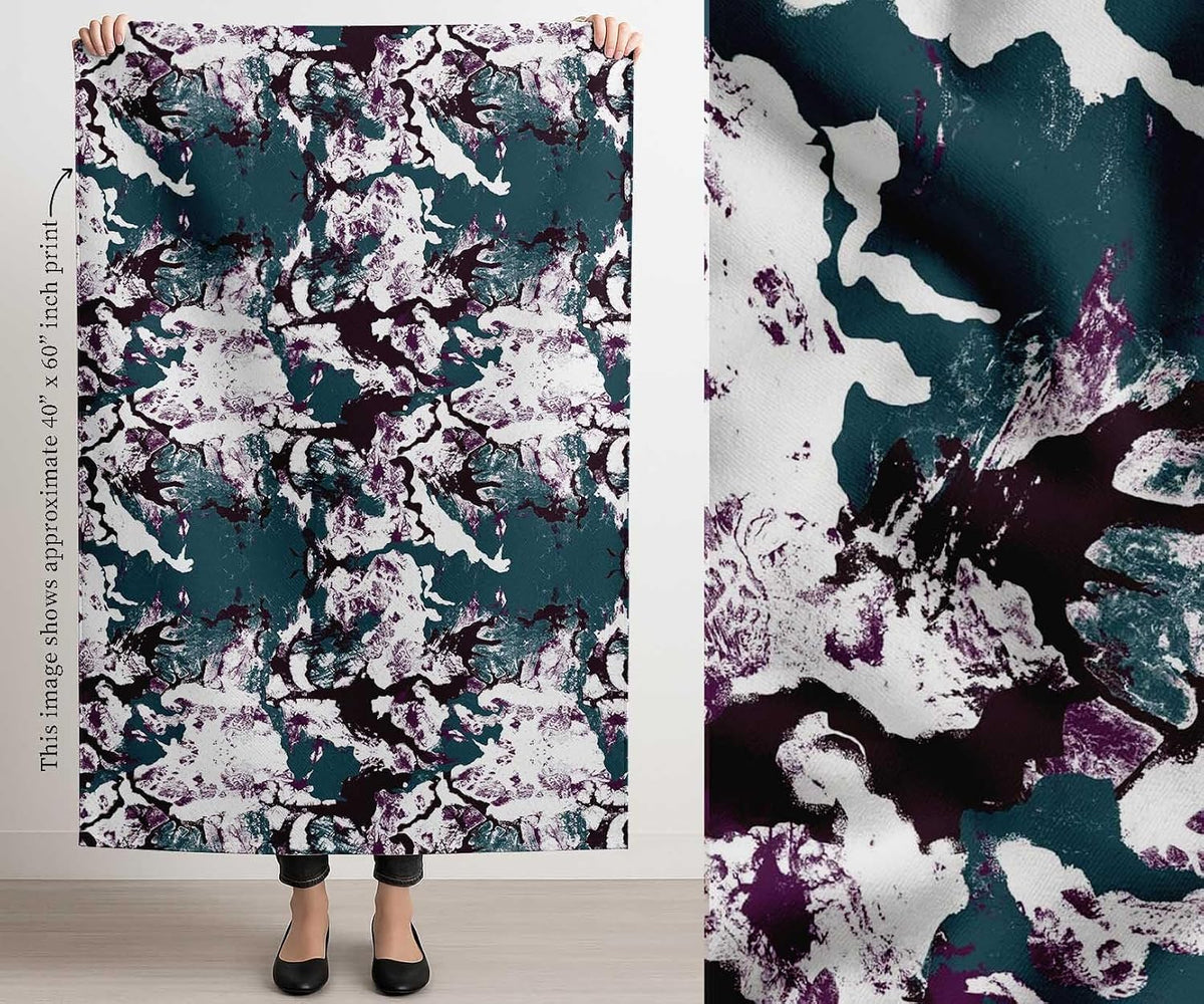 Soimoi Cotton Canvas Fabric - Texture Print, Dark Teal Blue | 42" Wide