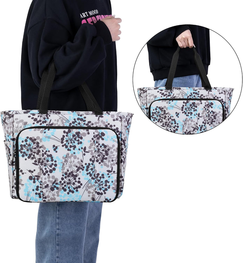 CURMIO Knitting Tote, Yarn Storage Bag with Multiple Pockets