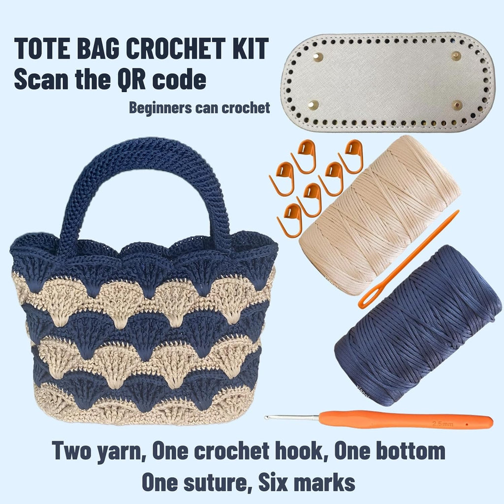SHENJILL Tote Bag Crochet Kit for Beginners Two Color Crochet Kit with