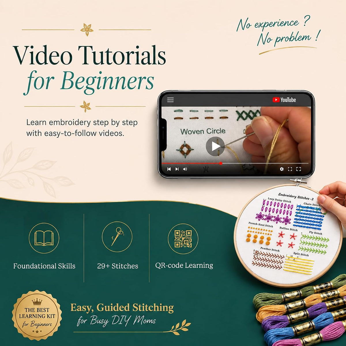 Bradove Classic Embroidery Learning Kit for Adults and Kids