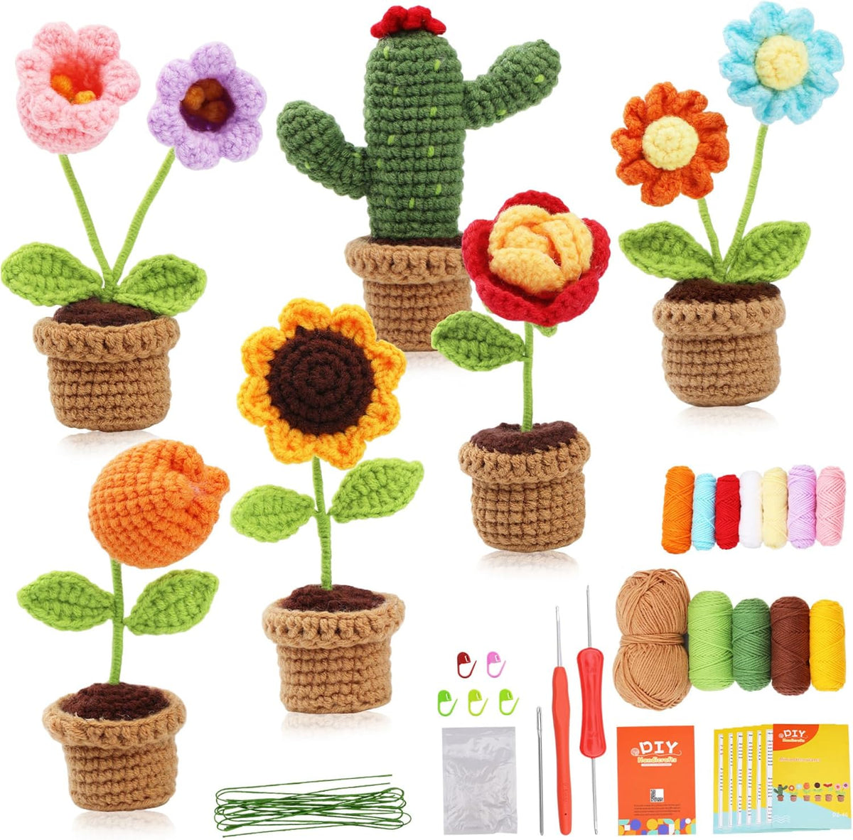 Nuiorfty Crochet Kits for Beginners with Instructions Flower Cactus
