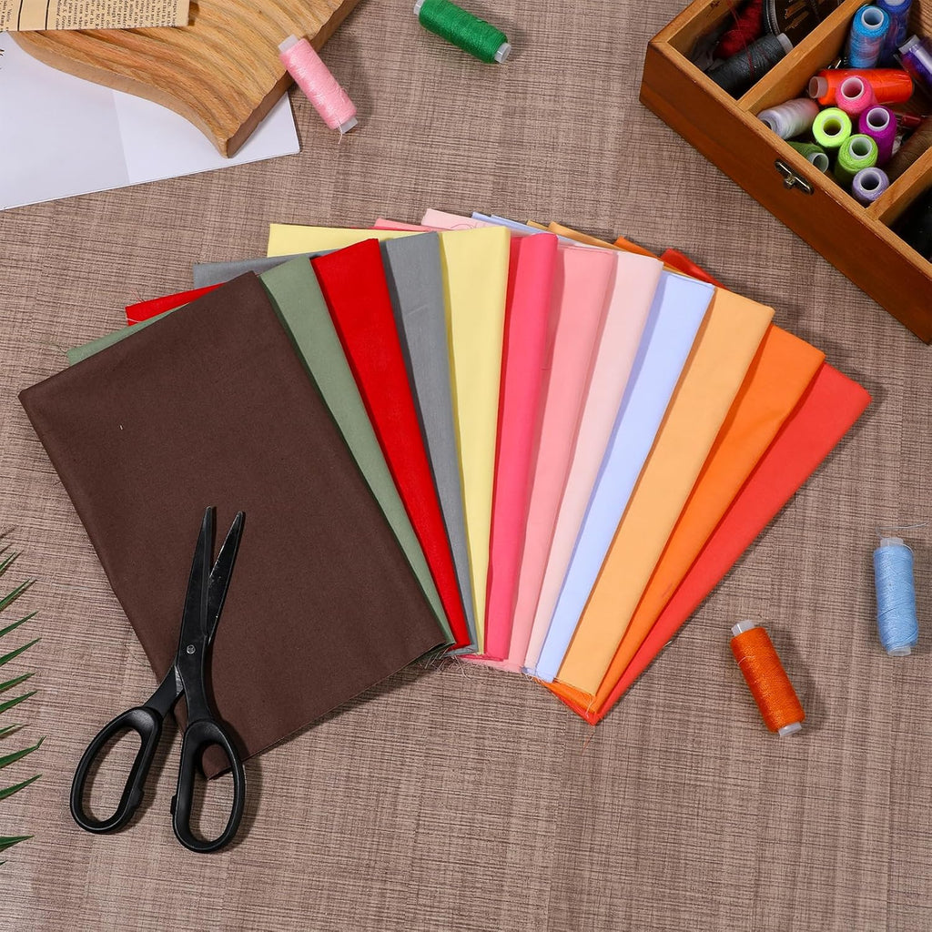 12 Pcs 18 x 22 inch Solid Colors Cotton Fabric Bundles, Solid Precut