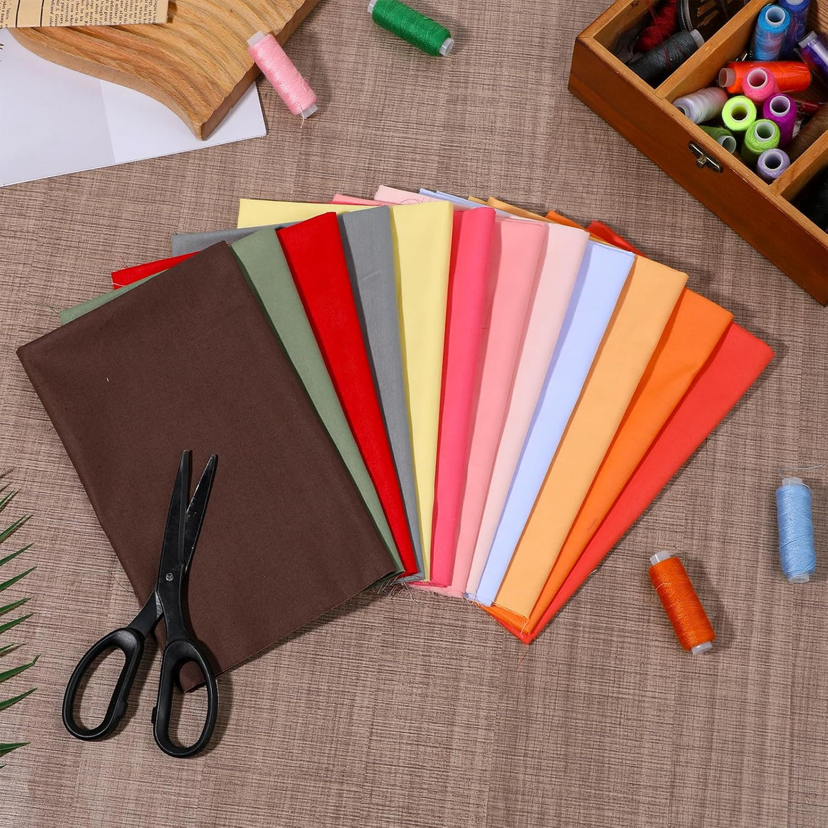 12 Pcs 18 x 22 inch Solid Colors Cotton Fabric Bundles, Solid Precut