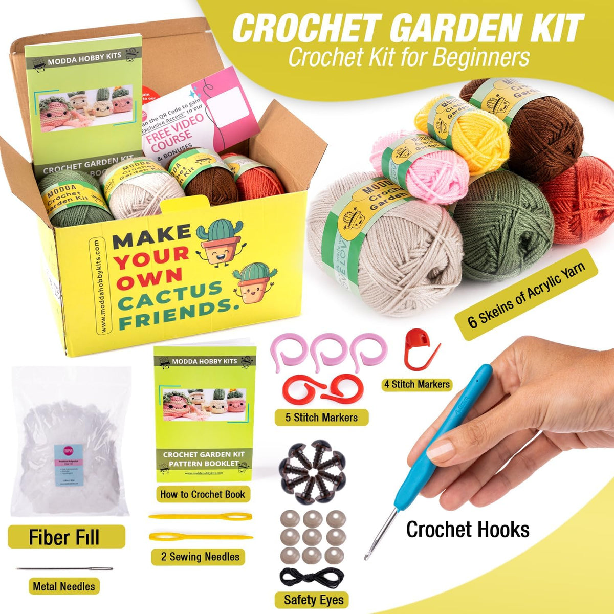 MODDA Crochet Kit for Beginners - Beginner Crochet Starter Kit with