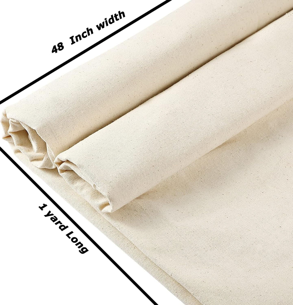 VDS 1 Yard Long, 100% Cotton Muslin Fabric 48” Inch Wide, Natural