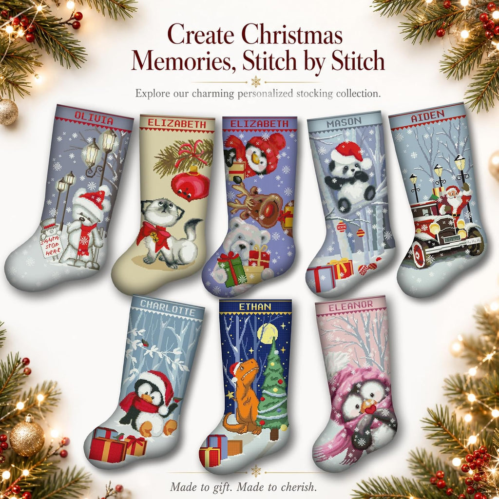 Cross Stitch Kits for Adults Stamped Personalized Christmas Stockings