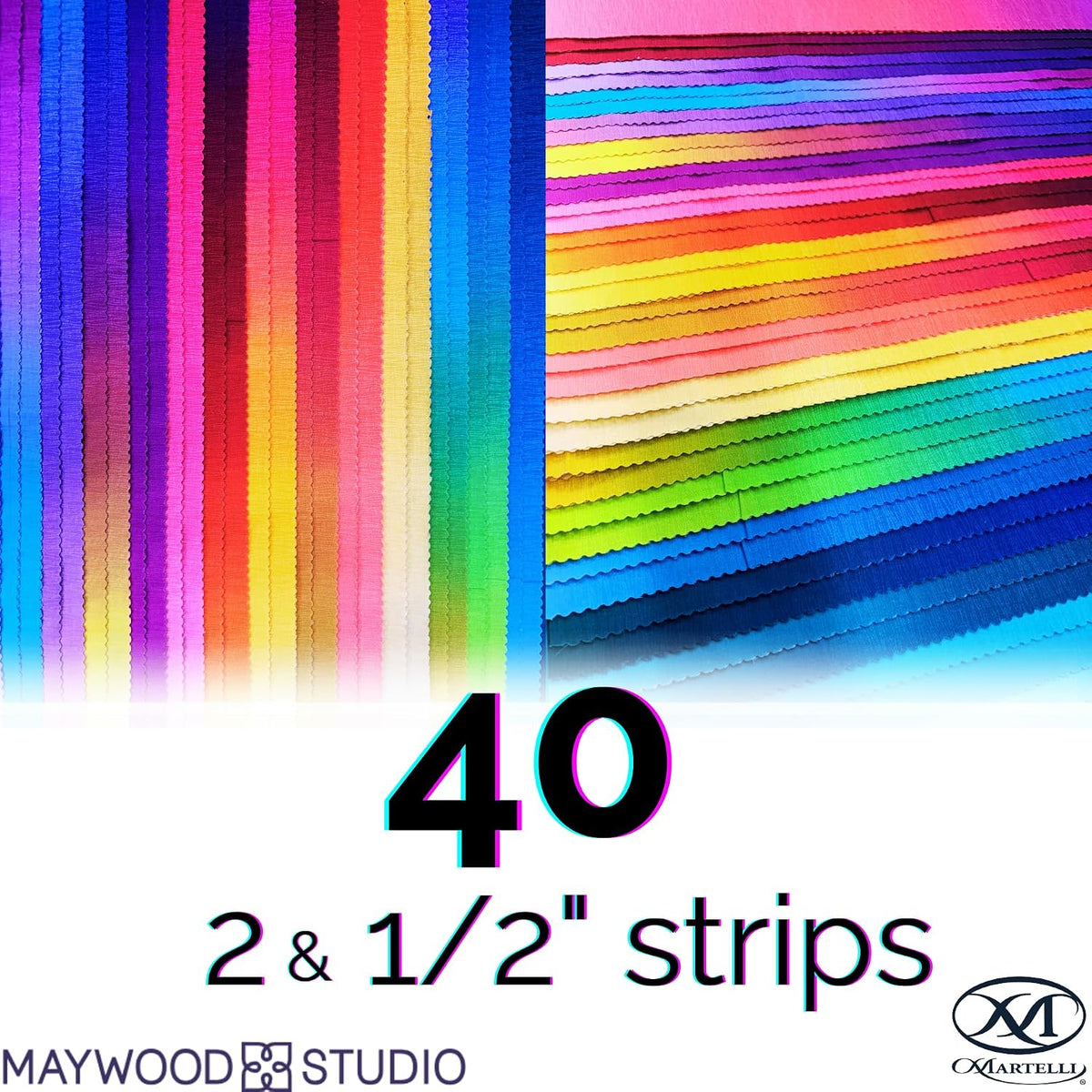 Maywood Studio Gelato Pairs Jelly Roll, 40 Strips, 2.5 Inch Ombre