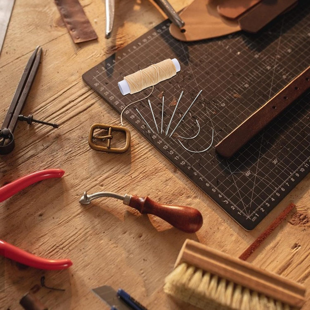 Waxed Thread Leather Sewing Kit for DIY Crafters with Needles
