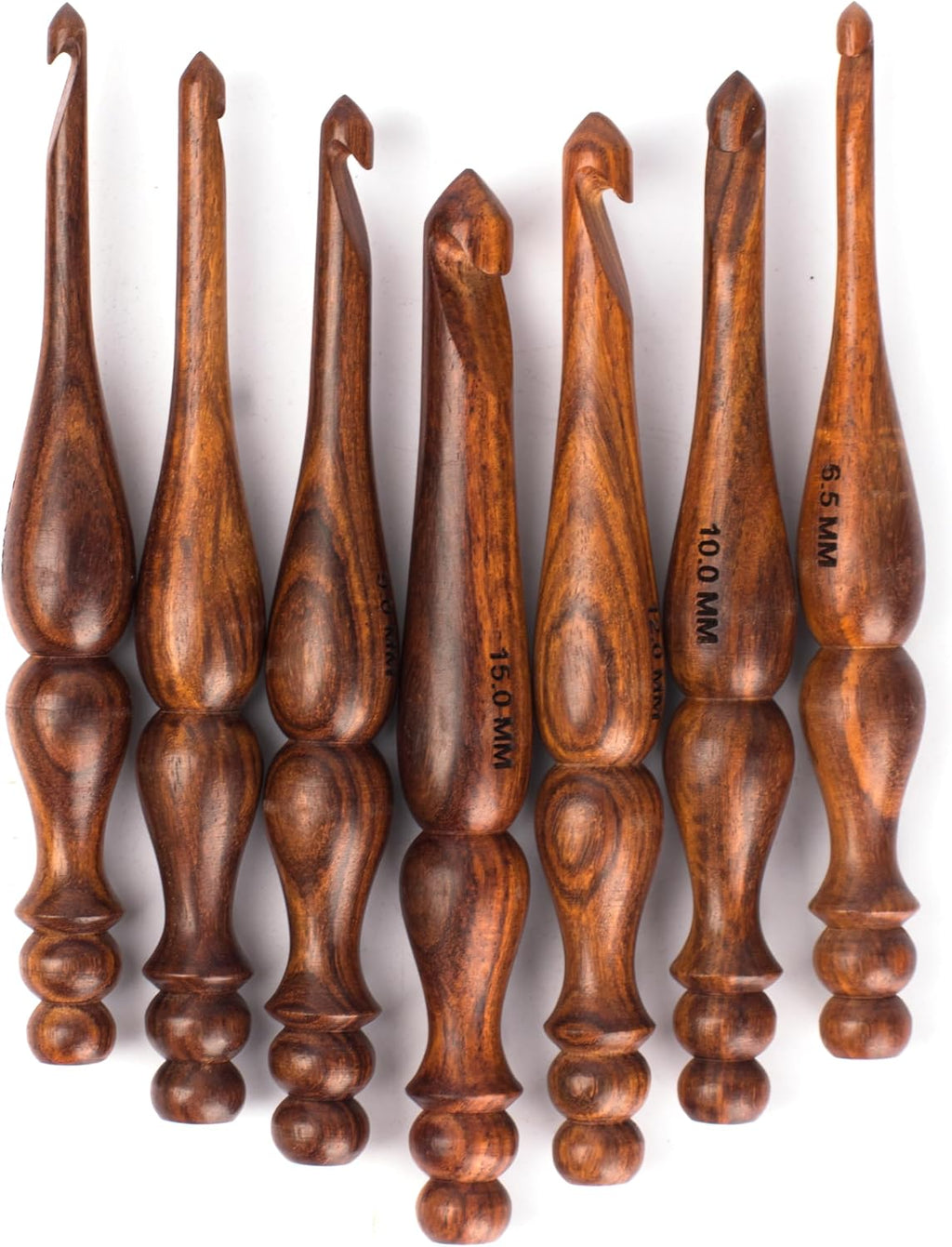 Wooden Large Crochet Hooks Set of 7 (6.5mm to 15mm) – Ergonomic Hooks