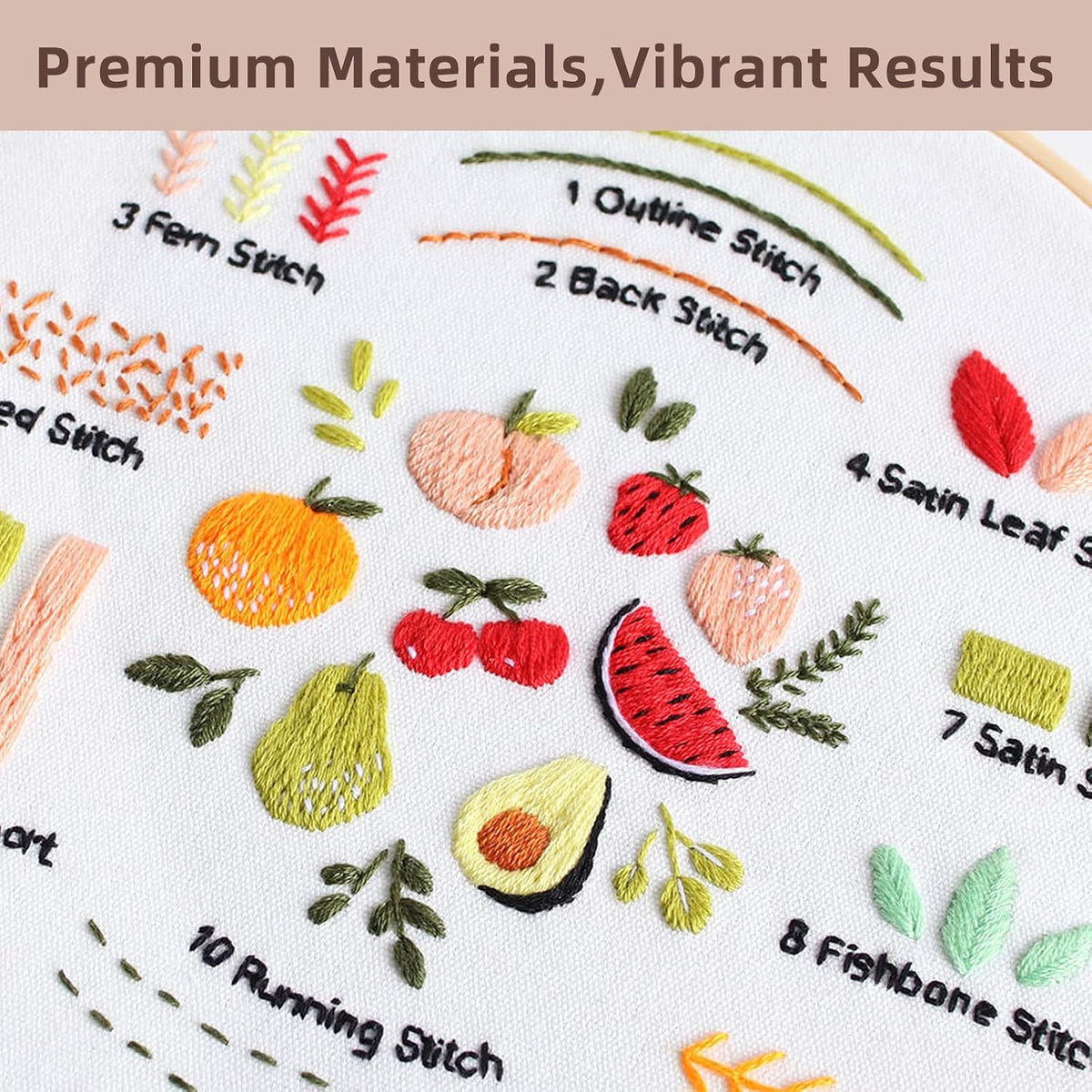 Herdiese Embroidery Kit for Beginners with 33-Stitch Practice Samplers
