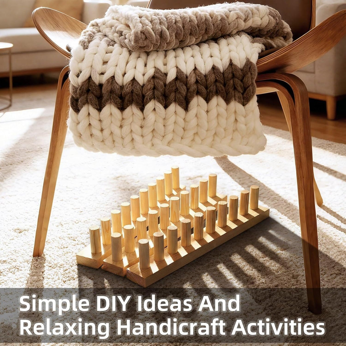 ARTACE 46" Chunky Blanket Loom, Large Adjustable Wooden Loom Frame