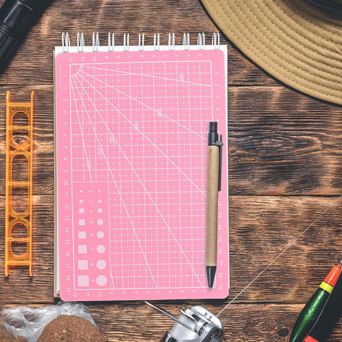 2pcs A5 Pink Double-sided Self-healing PVC Cutting Mat with Grid Lines