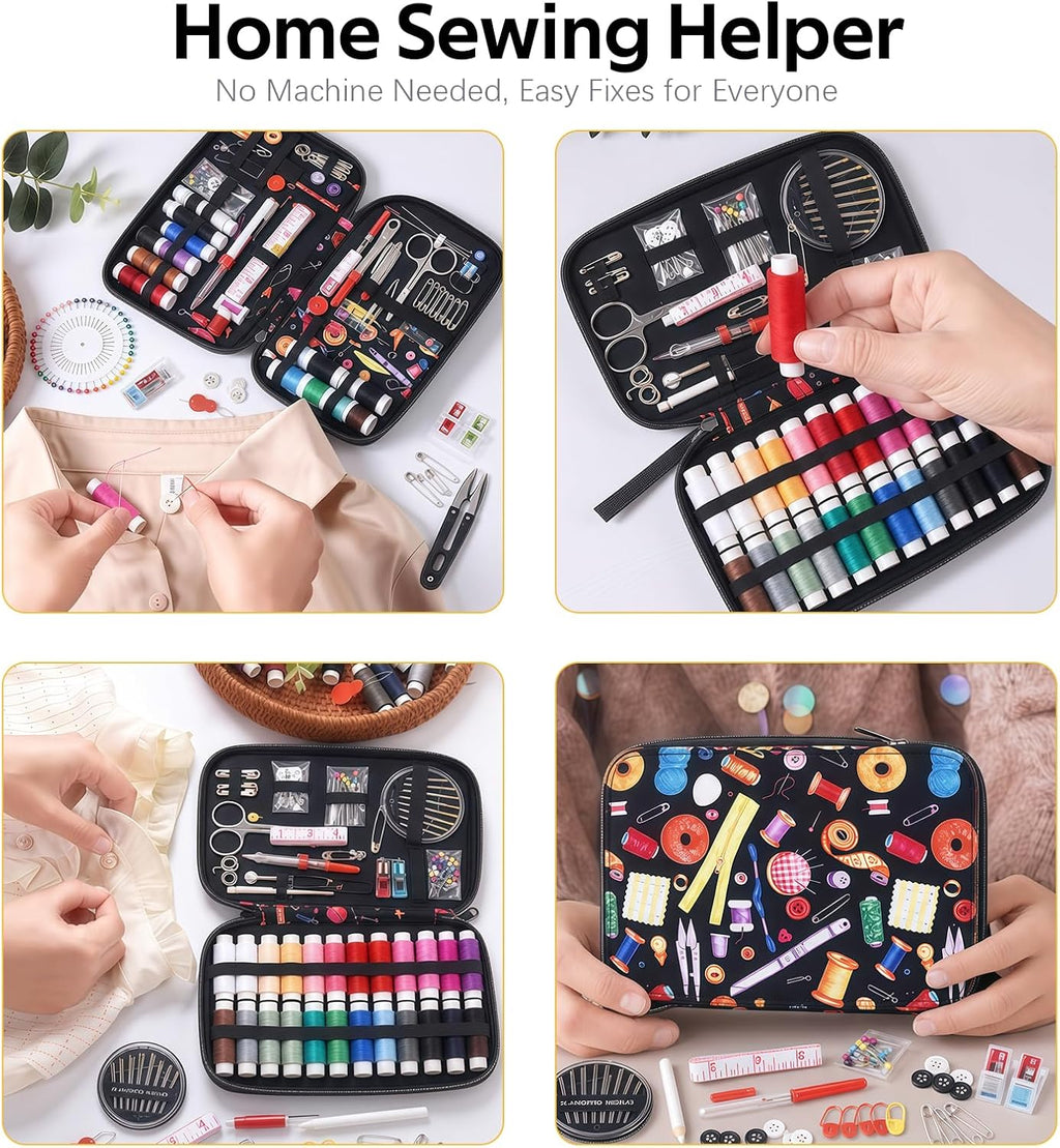 Portable Sewing Kit, 24 Color Threads, Sewing Supplies Organizer with