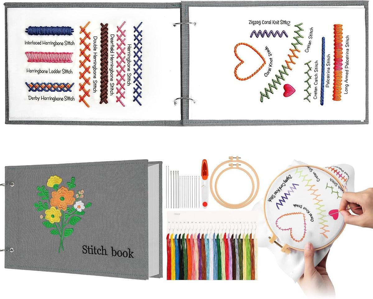 TITINICE 38 Stitch Techniques & 108 Patterns Embroidery Kit for Adults