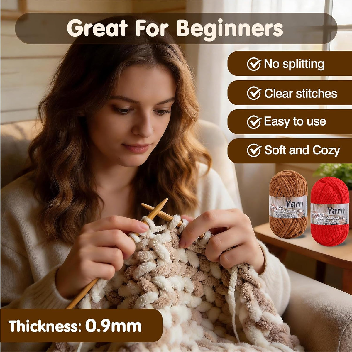 #6 Super Bulky Baby Blanket Yarn for Crocheting - Weight Per Roll